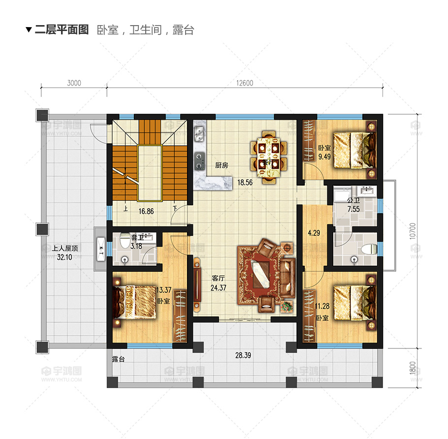 135平帶商鋪的三層美式別墅設(shè)計圖紙，精致美觀